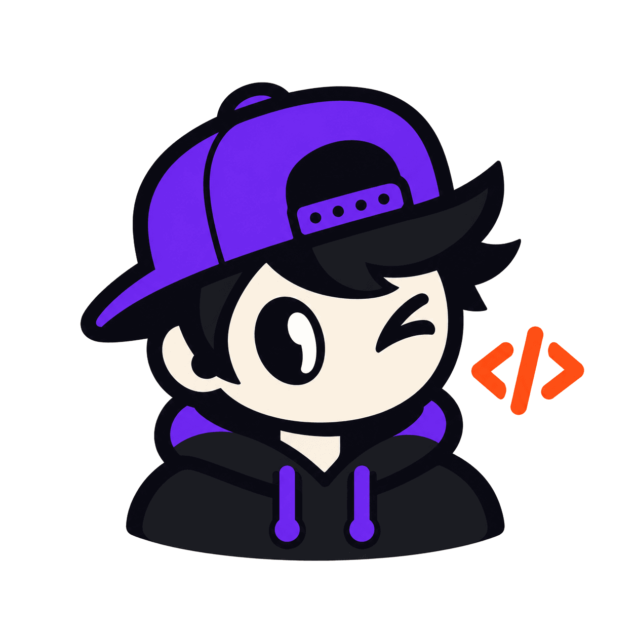 Nuestro personaje, con gorra morada y una sonrisa, te da la bienvenida.