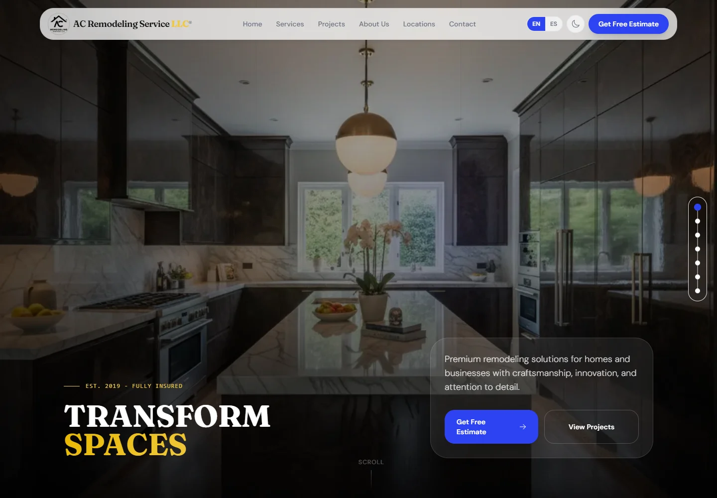 Vista del sitio web de AC Remodeling Service