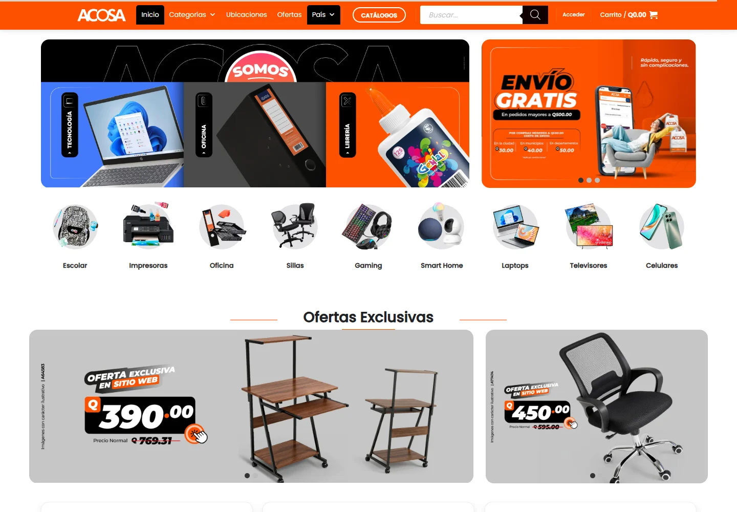Vista del sitio web de ACOSA Guatemala
