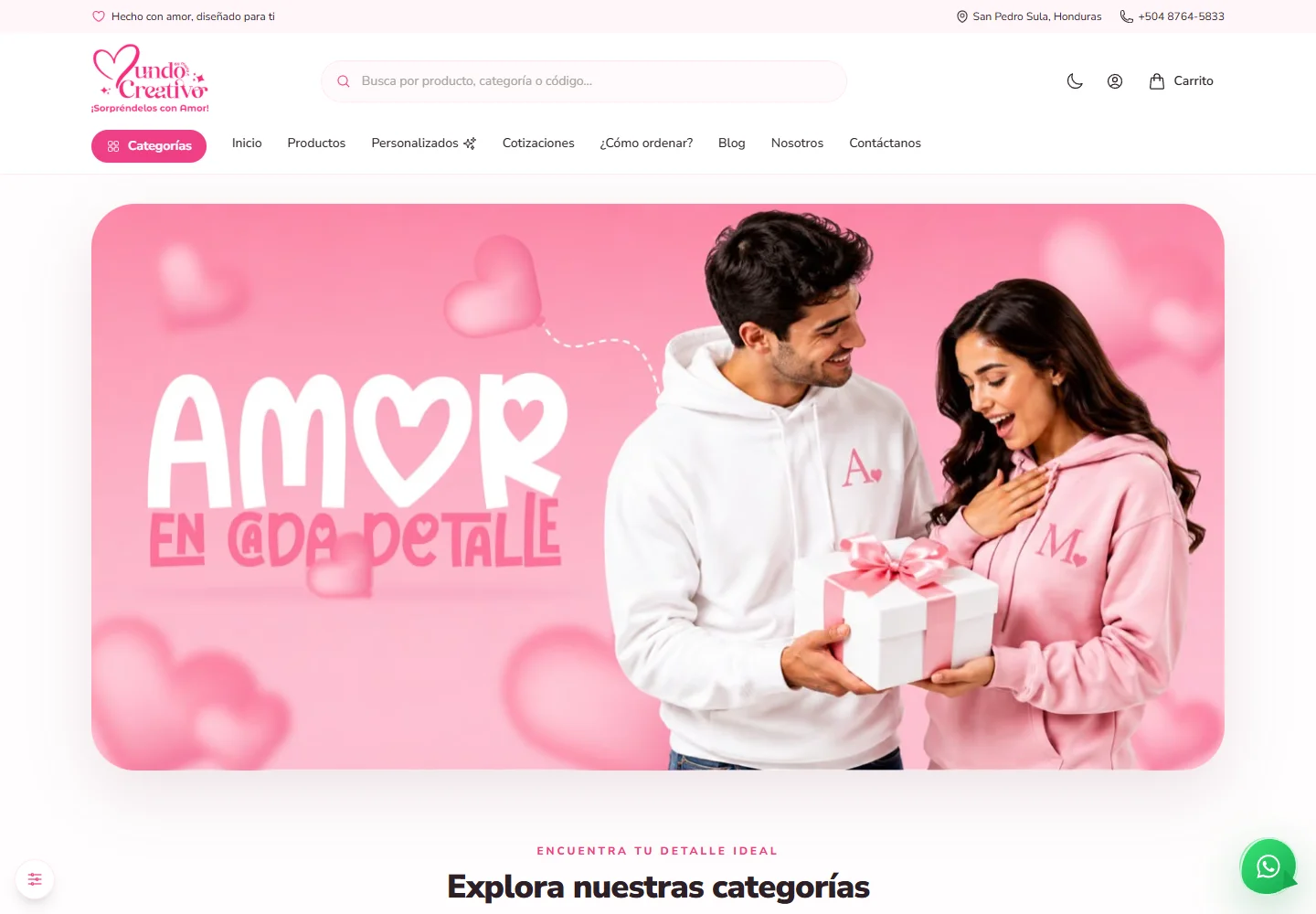 Vista del sitio web de Mundo Creativo